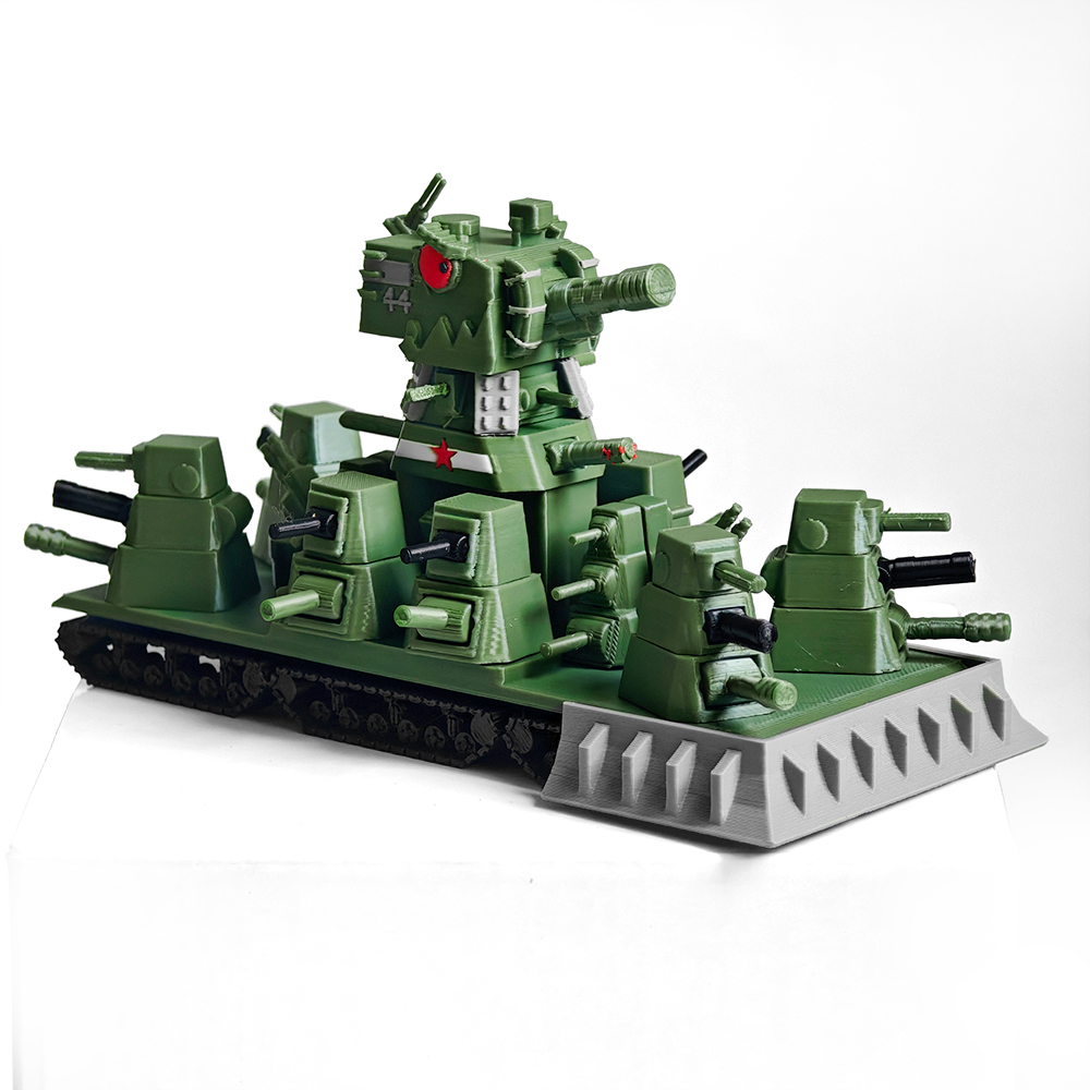 Model Kit Fantasy - 3D-gedrucktes KV-44M Super-Schwer-Fantasy-Panzermodell-Set, sowjetischer Mehrturm-Monsterpanzer, 3D-gedrucktes